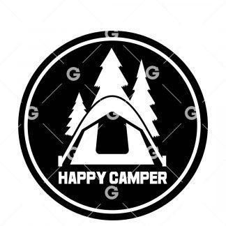 Happy Camper Round Decal SVG