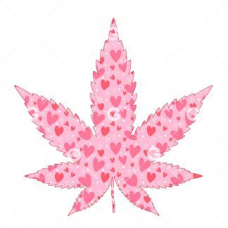 Hearts Marijuana Pot Leaf SVG