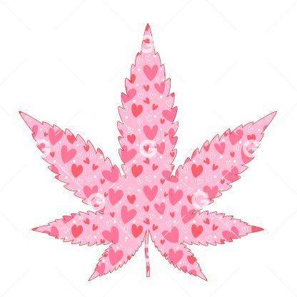 Hearts Marijuana Pot Leaf SVG