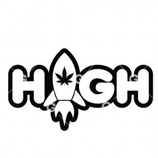High Weed Rocket Decal SVG