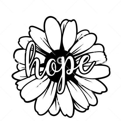 Hope Daisy Flower with Text SVG