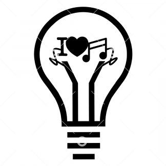 I Love Music Light Bulb SVG