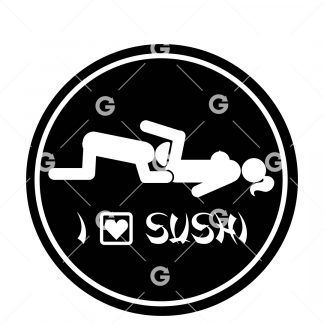 I Love Sushi Round Decal SVG