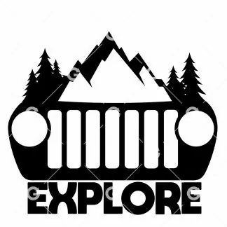 Jeep Explore Decal With Mountain and Trees Decal SVG