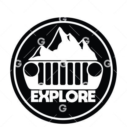 Jeep Mountain Explore Round Decal SVG