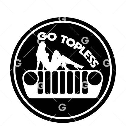Go Topless Jeep Round Decal SVG