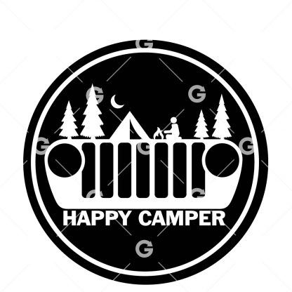 Happy Camper Jeep Round Decal SVG