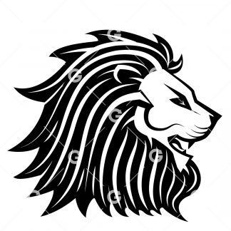 African Lion Head Profile SVG