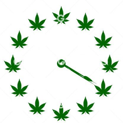 Marijuana Pot Leaf Clock SVG