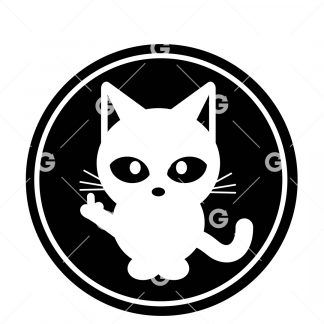 Middle Finger Cat Circle Decal SVG