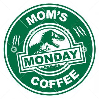 Mom's Monday Dinosaur Coffee SVG
