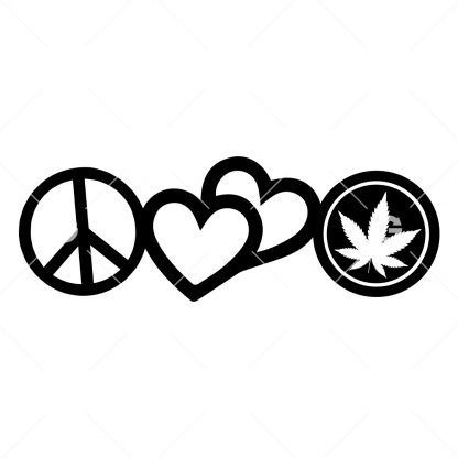 Peace – Love – Weed Decal SVG