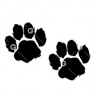 Pet Cat, Dog Fuzzy Paw Prints SVG