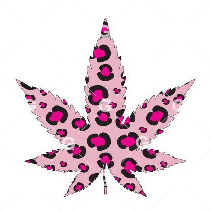 Pink Leopard Marijuana Pot Leaf SVG