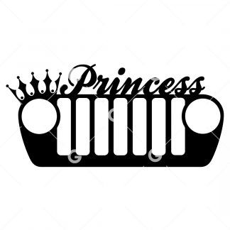 Princess Jeep Decal with Crown SVG