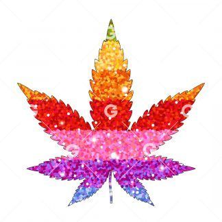 Rainbow Glitter Marijuana Pot Leaf SVG