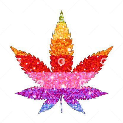 Rainbow Glitter Marijuana Pot Leaf SVG