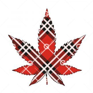 Red Plaid Marijuana Pot Leaf SVG