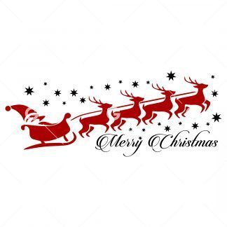 Santa Sleigh Merry Christmas SVG