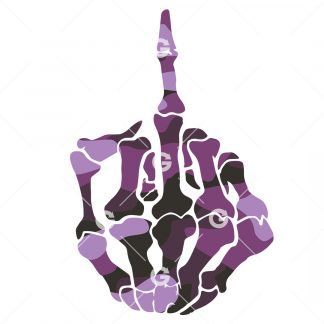 Purple Camo Skeleton Hand Middle Finger SVG