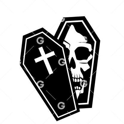 Spooky Halloween Skull Coffin SVG