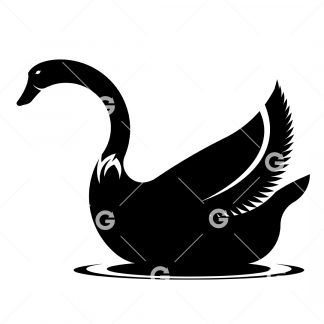 Swimming Swan on Water SVG