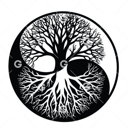 Tree of Life Yin and Yang SVG