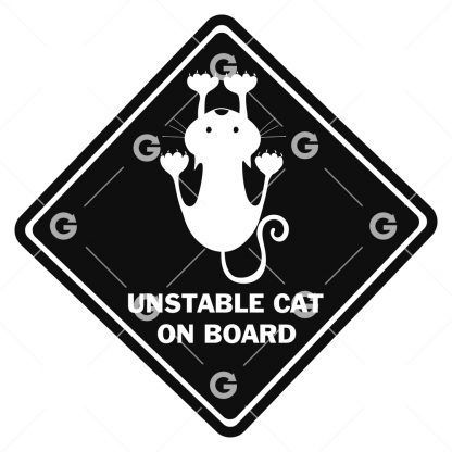 Unstable Cat On Board Decal SVG