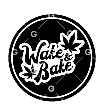 Wake & Bake Pot Leaf Round Decal SVG