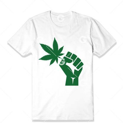Pot Leaf Weed Raised Fist T-Shirt SVG