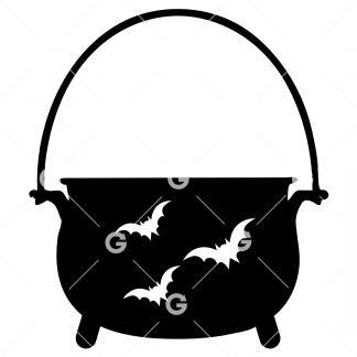 Witches Cauldron with Bats SVG