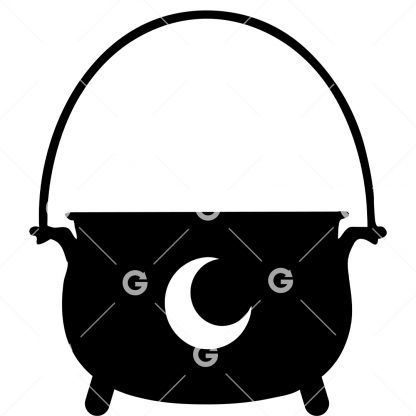 Witches Cauldron with Moon SVG