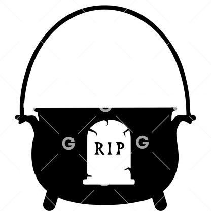 Witches Cauldron with Tombstone SVG
