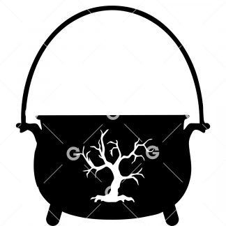 Witches Cauldron with Spooky Tree SVG