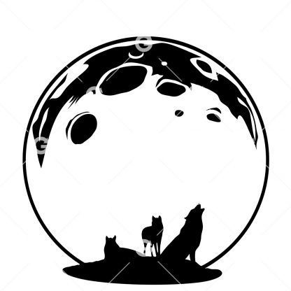 Wolves with Moon SVG