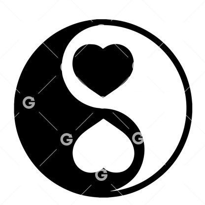 Yin and Yang Hearts SVG