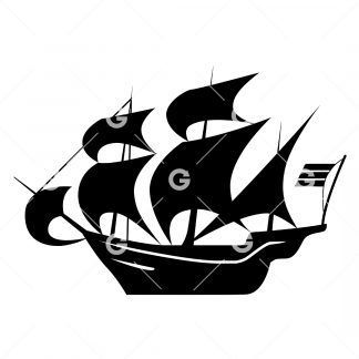 Antique Ocean Sailing Ship SVG