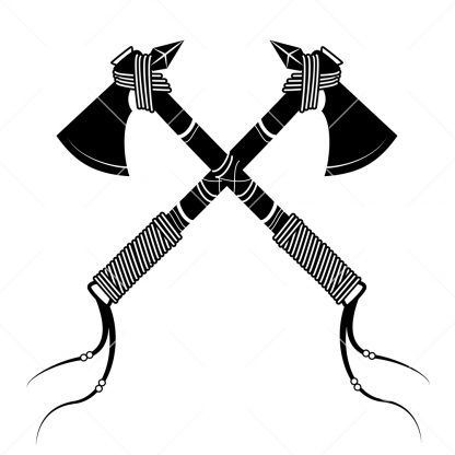 Crossed Tribal Axes SVG