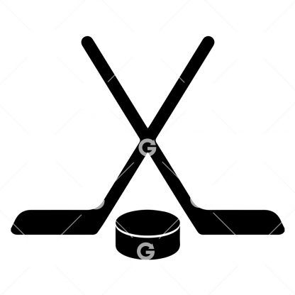 Crossed Hockey Sticks with Puck SVG