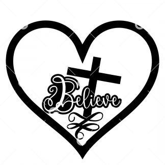 Believe Heart Cross SVG