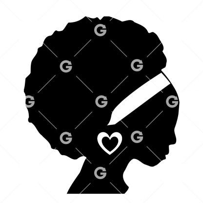 Black Girl With Heart Earrings SVG