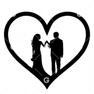Wedding Bride and Groom Love Heart SVG
