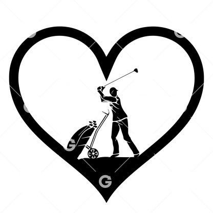 Stickman I Love Golf Heart SVG