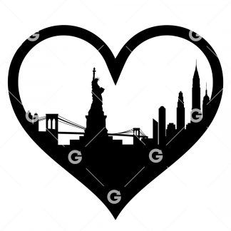 I Love New York Scenery Heart SVG