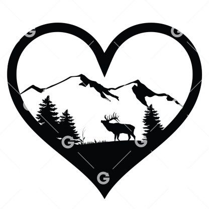 Mountain Scenery Love Heart SVG