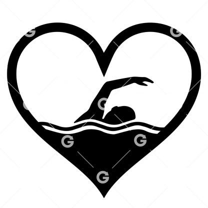 I Love Swimming Love Heart SVG