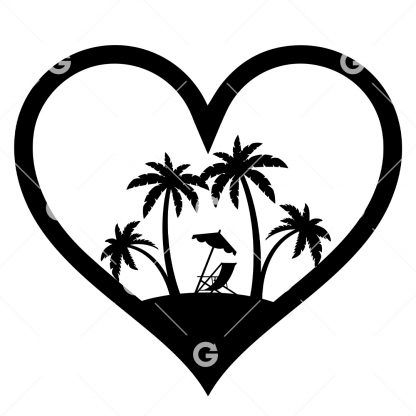 Tropical Beach Love Heart SVG
