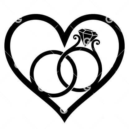 Wedding Band Rings Love Heart SVG