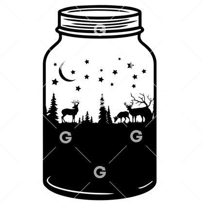 Wilderness Starry Night Scenic Mason Jar SVG