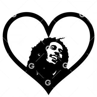 Bob Marley Love Heart SVG
